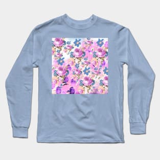 ROSES GIRLY PINK AND PURPLE PATTERN Long Sleeve T-Shirt